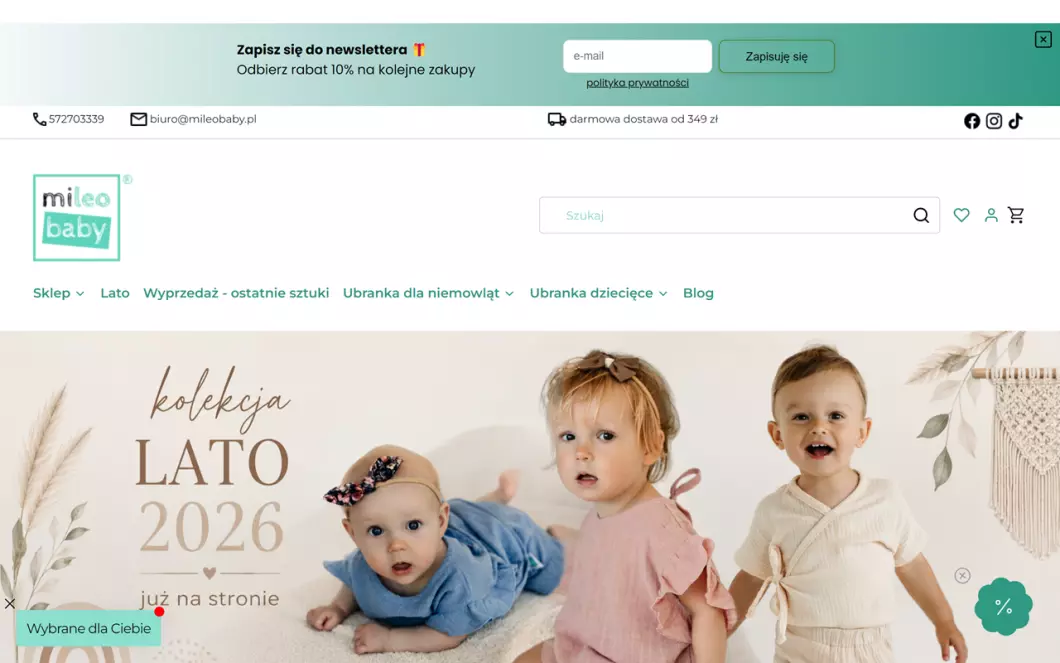 Ubranka dla niemowląt - MiLeo Baby - zrzut ekranu