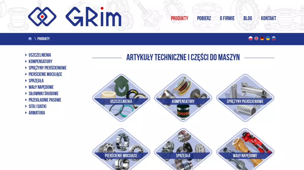 Grim - artykuły techniczne do maszyn - zrzut ekranu