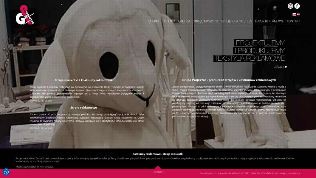 Kostiumy reklamowe producent | Grupa Projektor - zrzut ekranu
