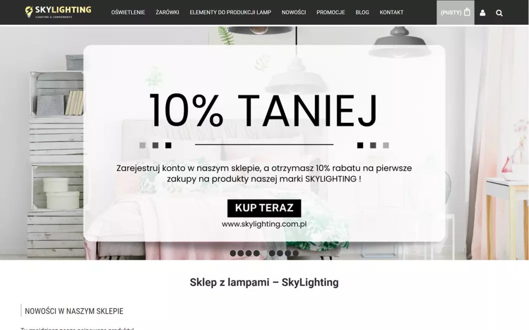 Skylighting sklep z lampami - zrzut ekranu