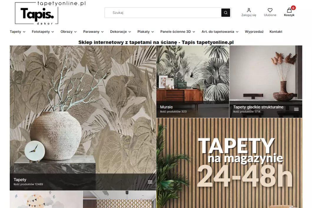 Sklep z tapetami tapetyonline.pl - zrzut ekranu