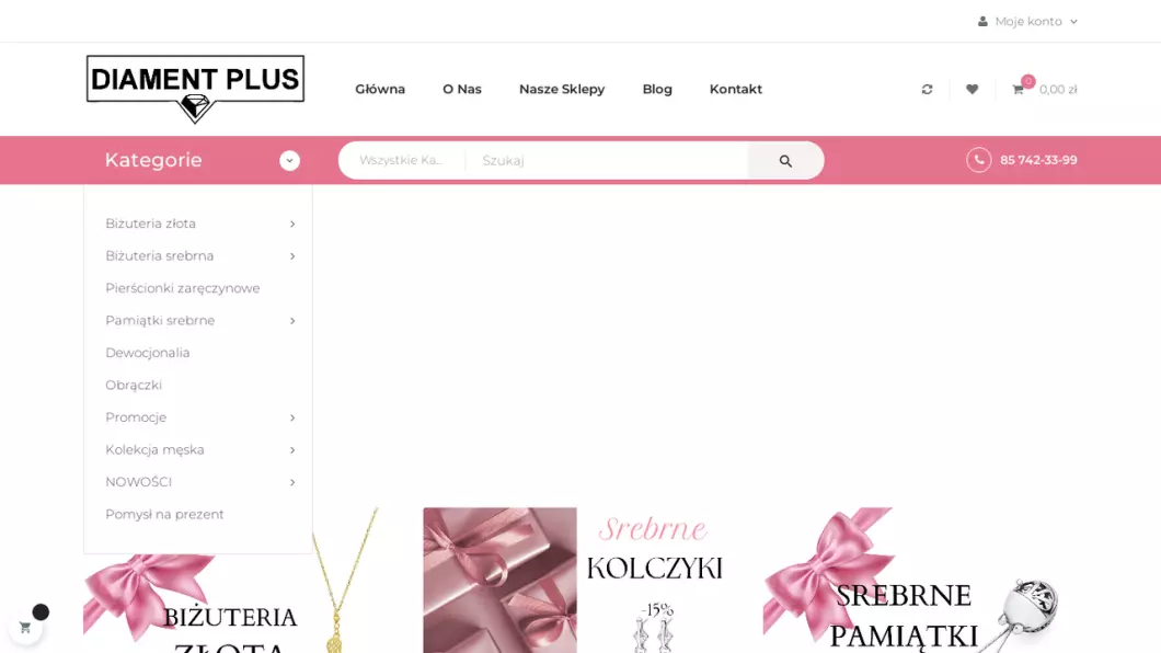Sklep jubilerski Diament Plus - zrzut ekranu
